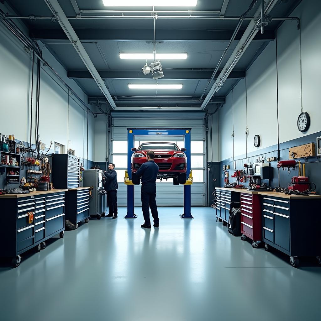 Modern and well-equipped car repair garage at Park Auto Service Inc.