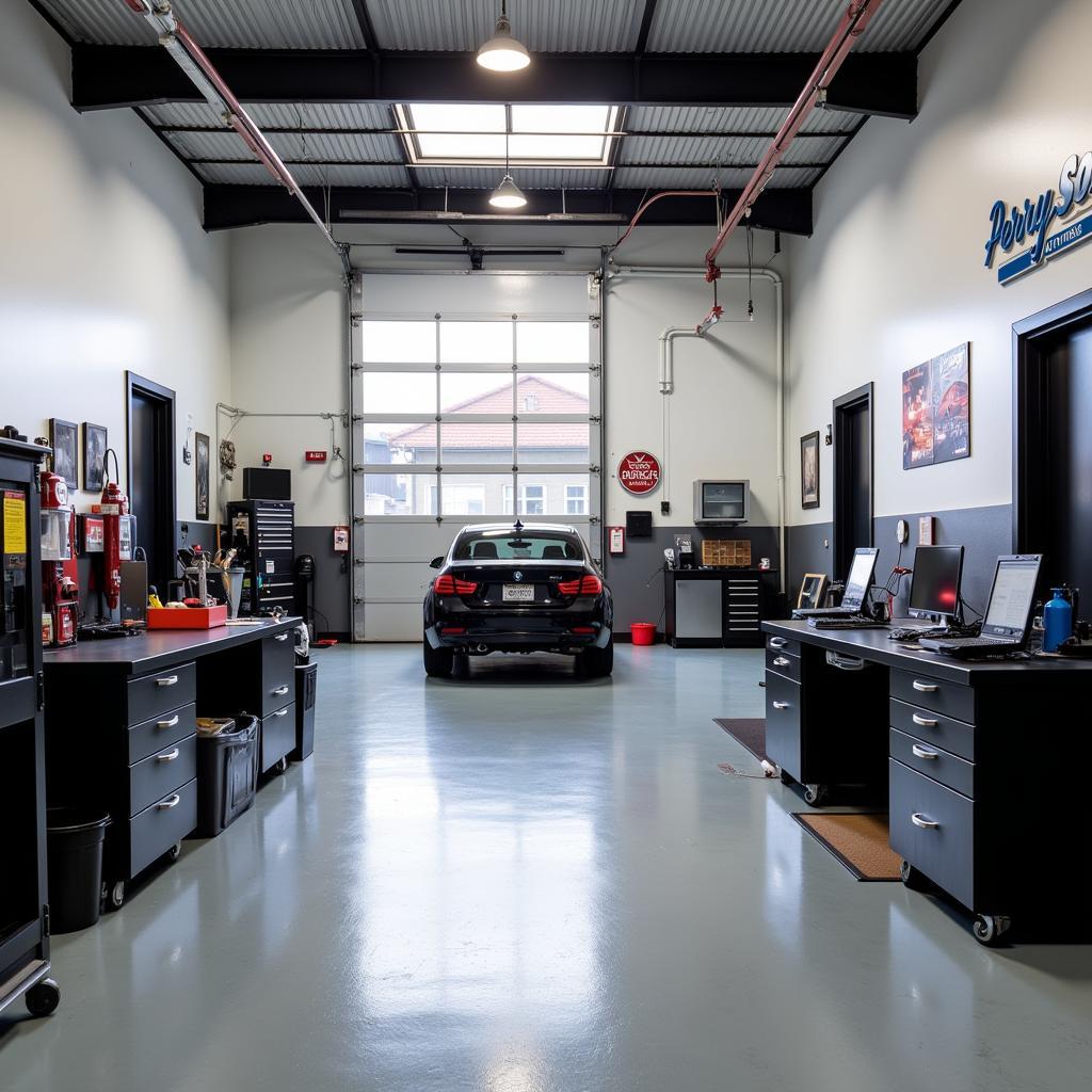 Modern auto repair garage