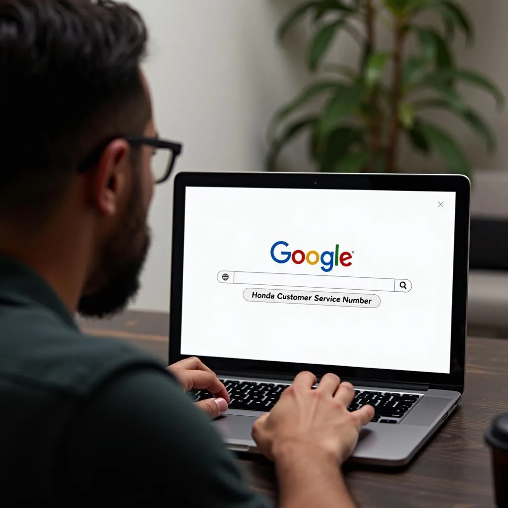 Person using a laptop to search for car information online