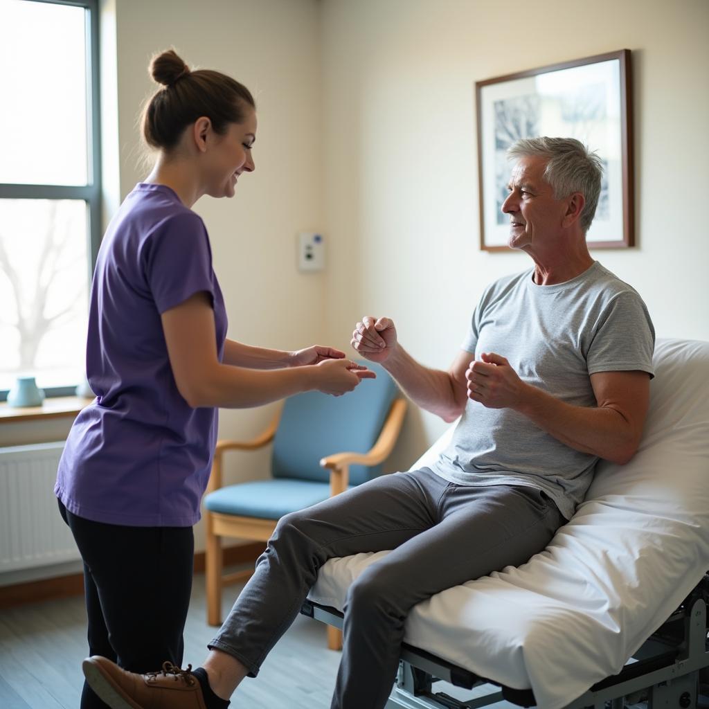 Physical Therapist Working With Patient