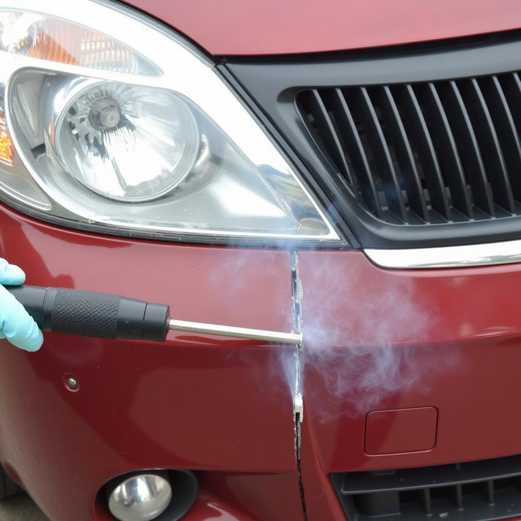 Plastic Welding Repair on Car Bumper