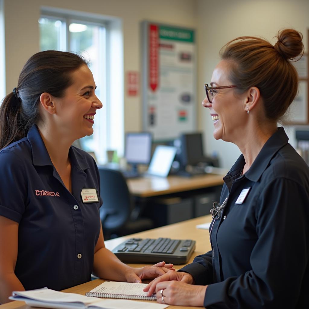 Friendly Customer Service Representative Assisting a Client