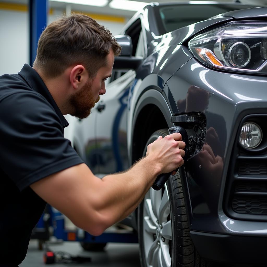 Professional Bumper Repair Using High-Quality Materials and Tools