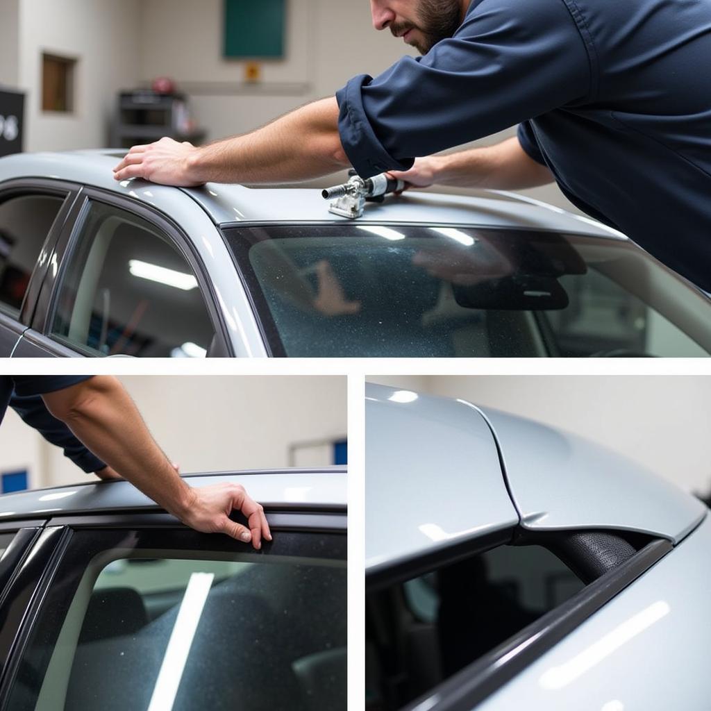 Professional PDR car roof dent removal