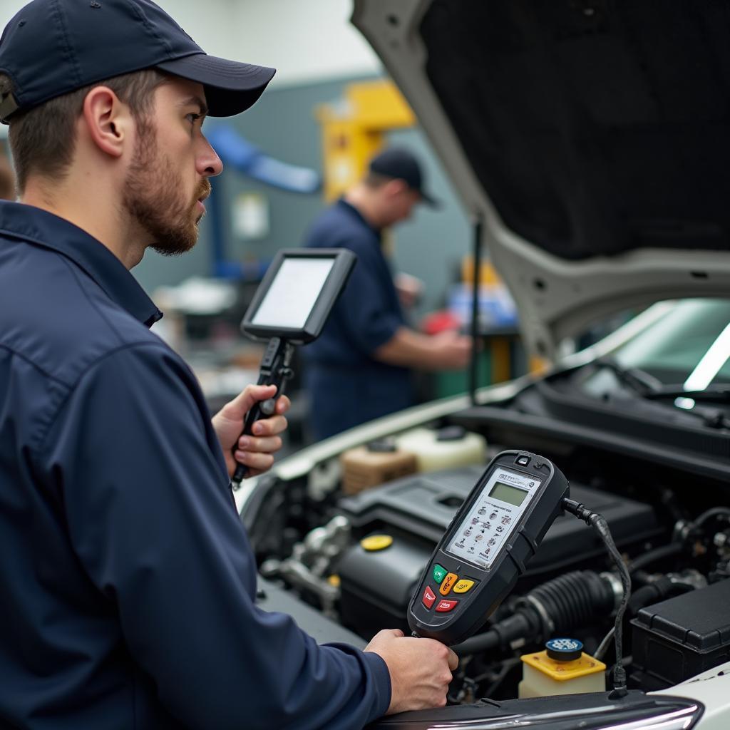 Mechanic performing a radiator pressure test in Frederick, MD