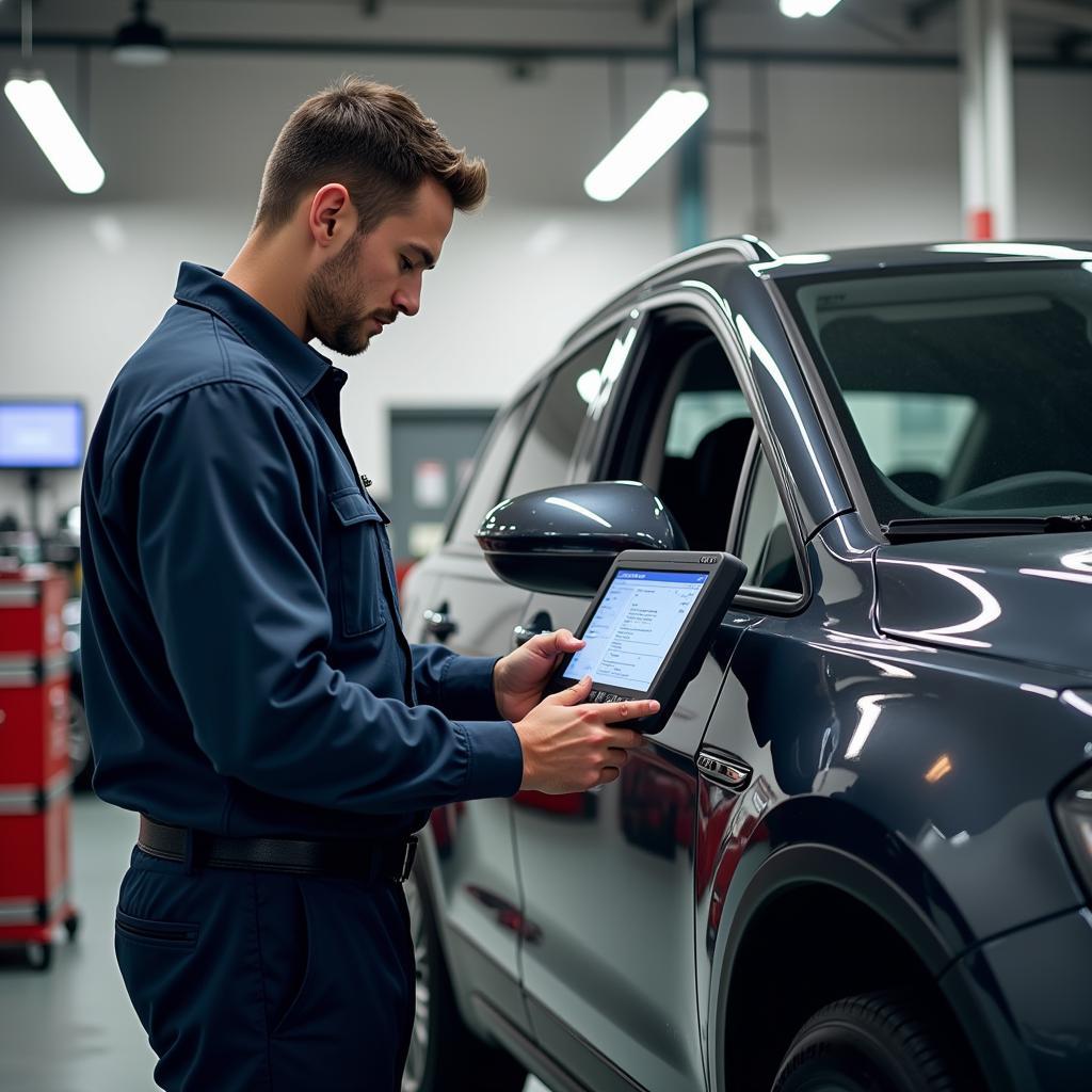 Mechanic Inspecting Car at Raes Auto Services