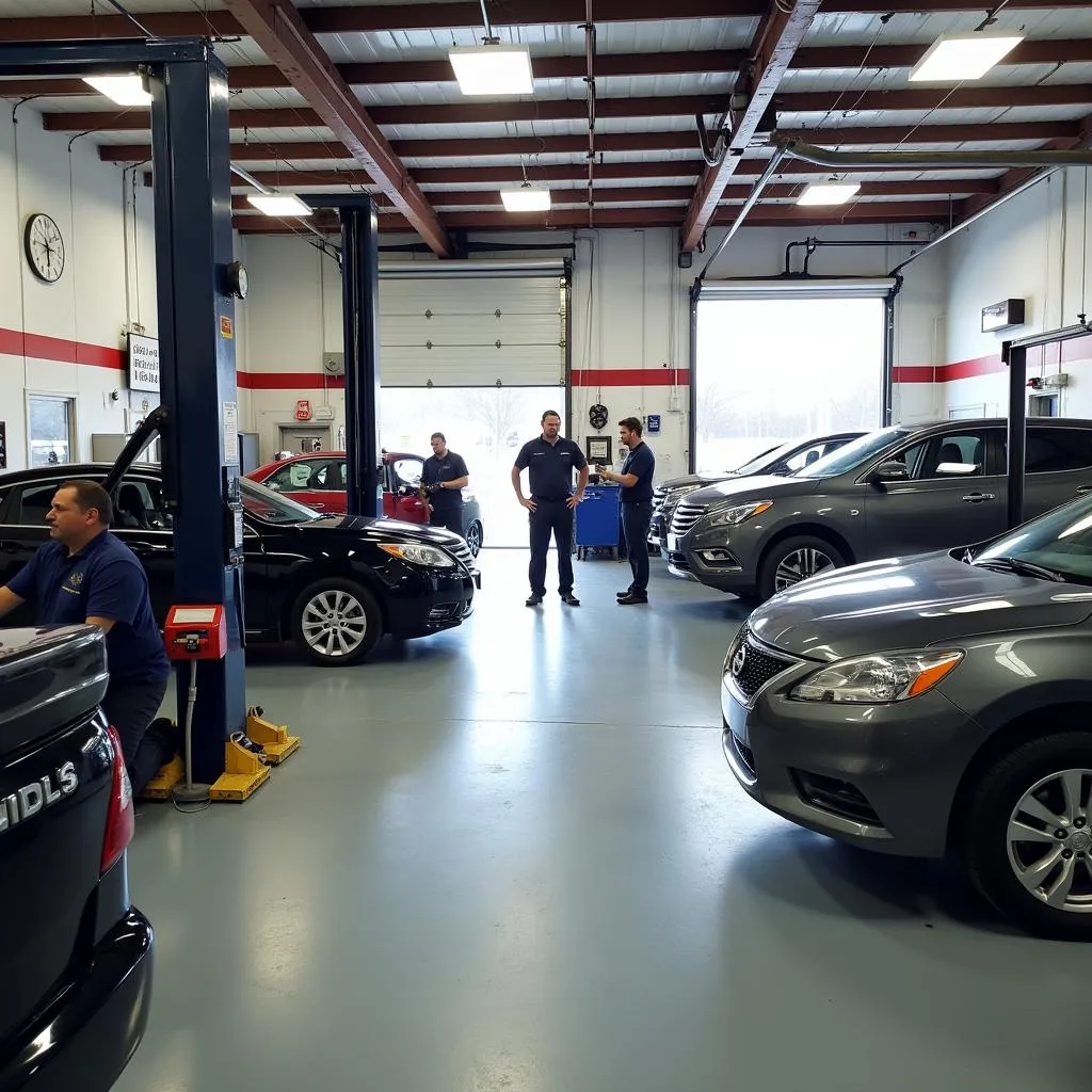 Modern and well-equipped auto repair garage