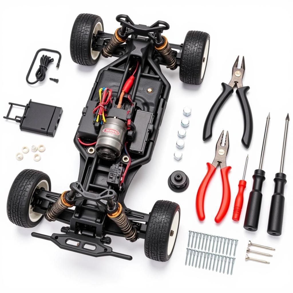 RC Car Disassembly Tools and Parts