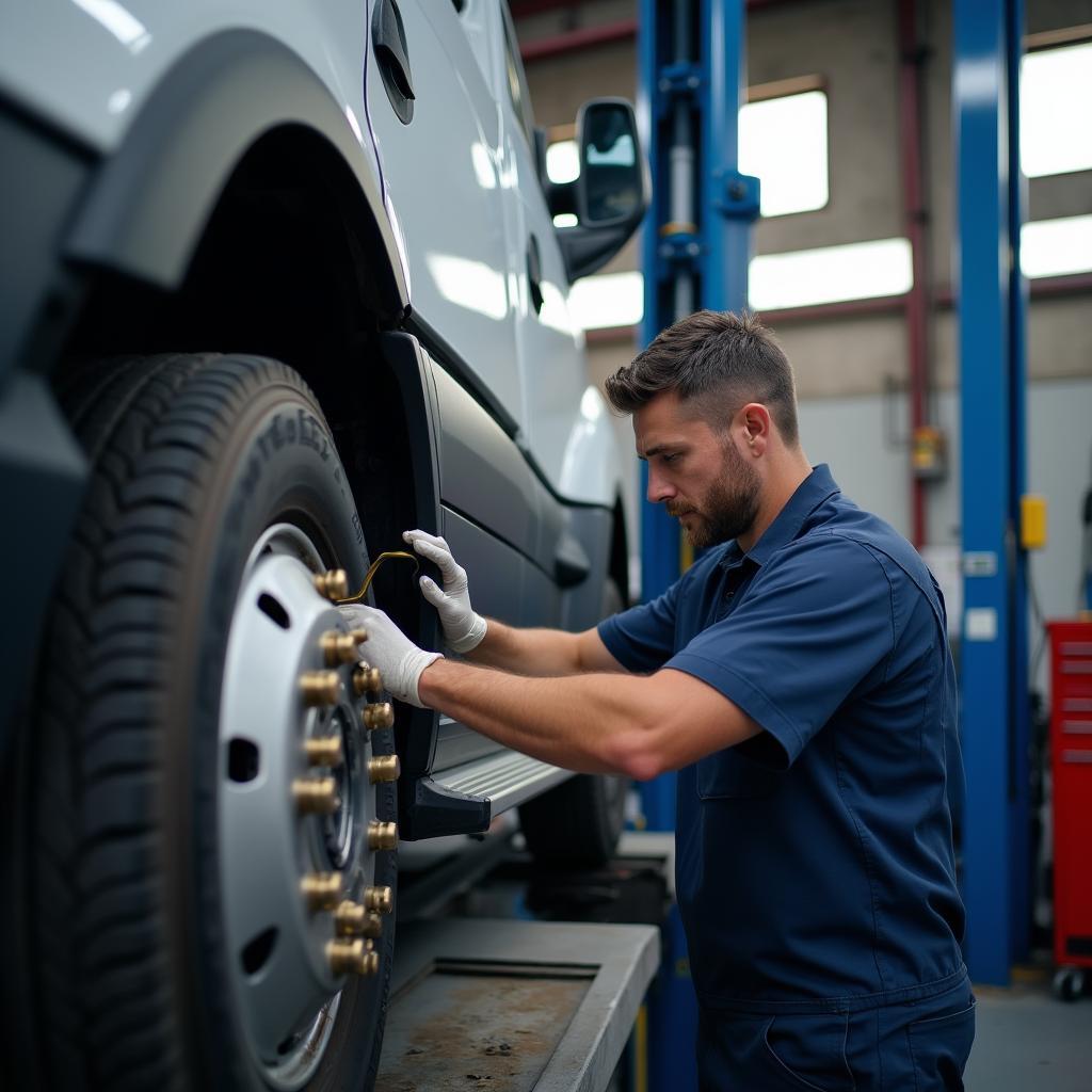 Mechanic Repairing a Fleet Vehicle