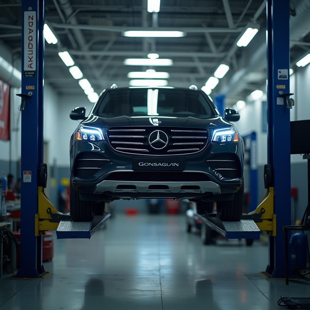 Car undergoing a checkup in a Chisinau service center