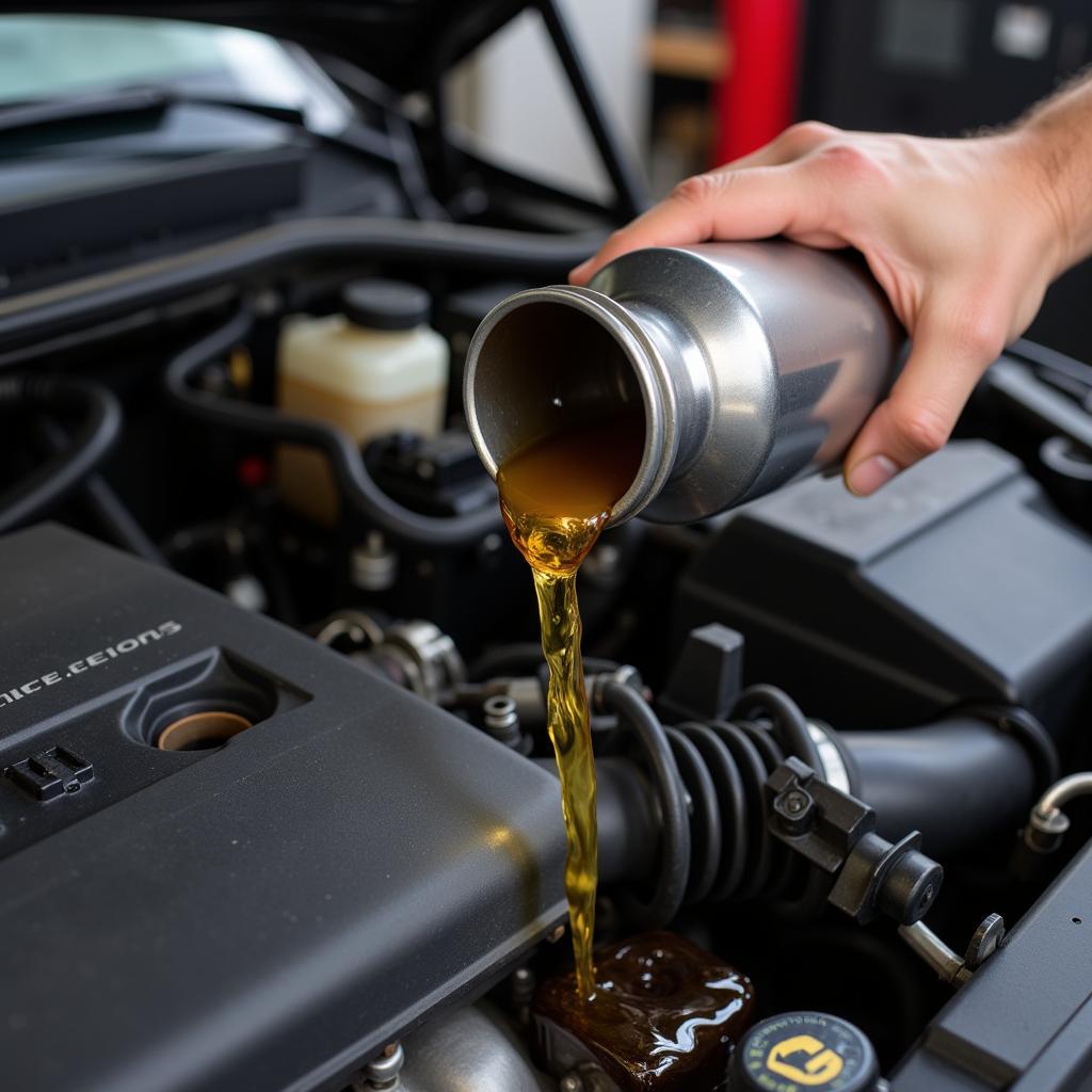 Regular Car Maintenance: Oil Change in Progress