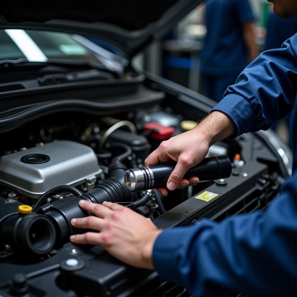 Mechanic Performing a Thorough Vehicle Inspection