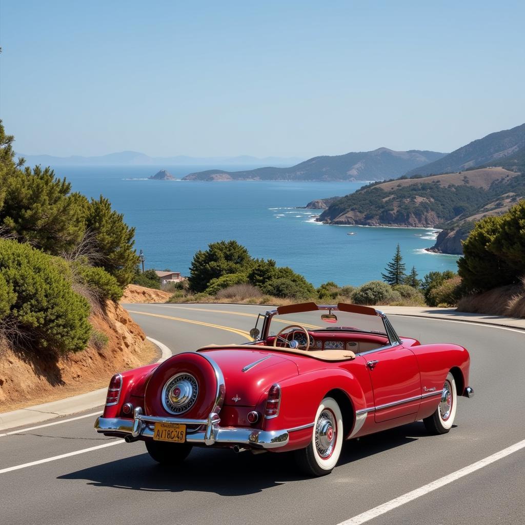 Restored Classic Car on the Road in Lake Park