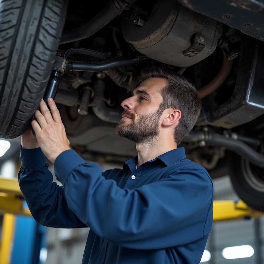 Richardson mechanic working under car