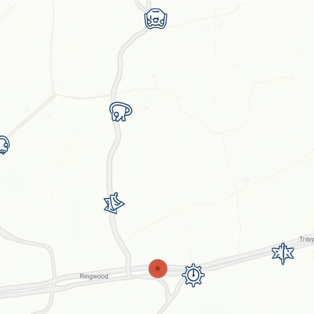 Map of Ringwood highlighting auto service locations