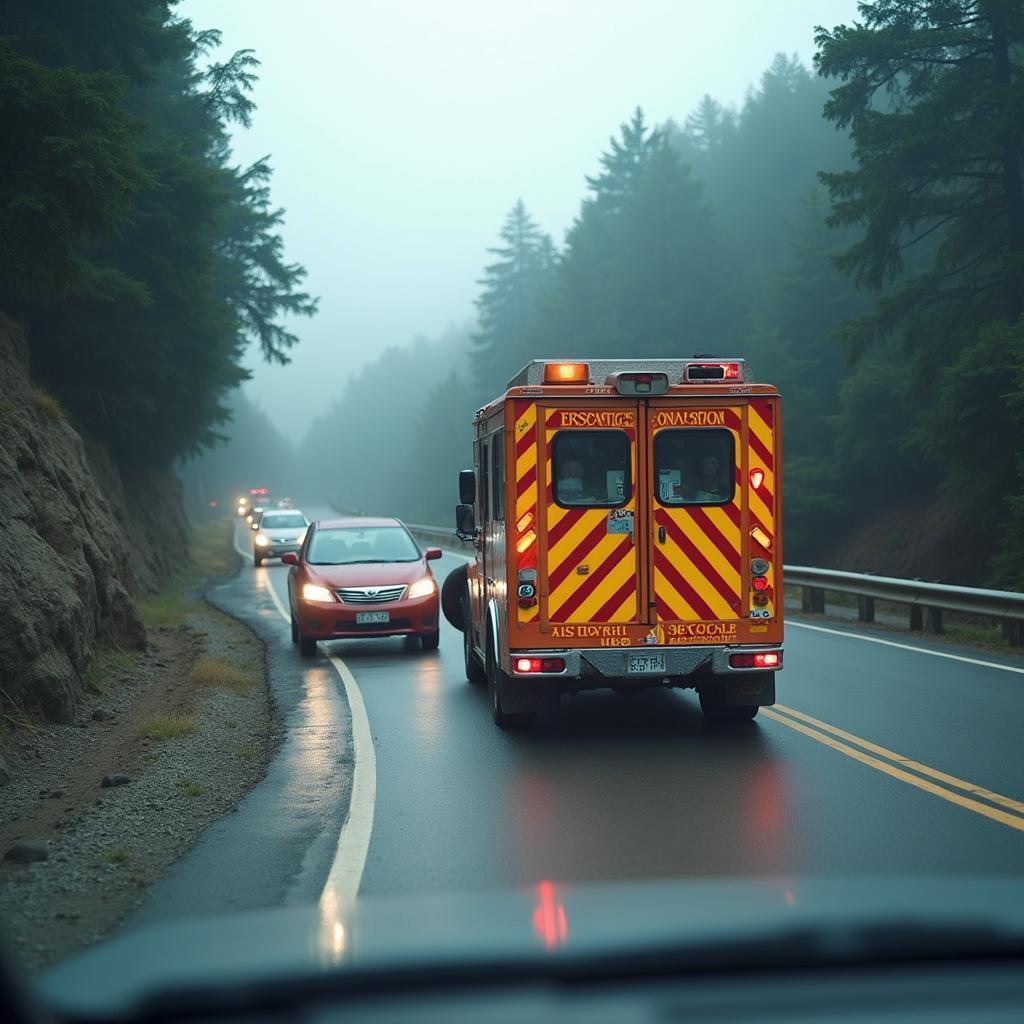 Roadside assistance vehicle attending to a car