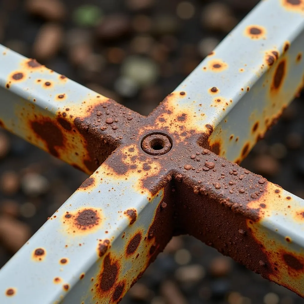 Rusty Car Frame Rail Close-Up