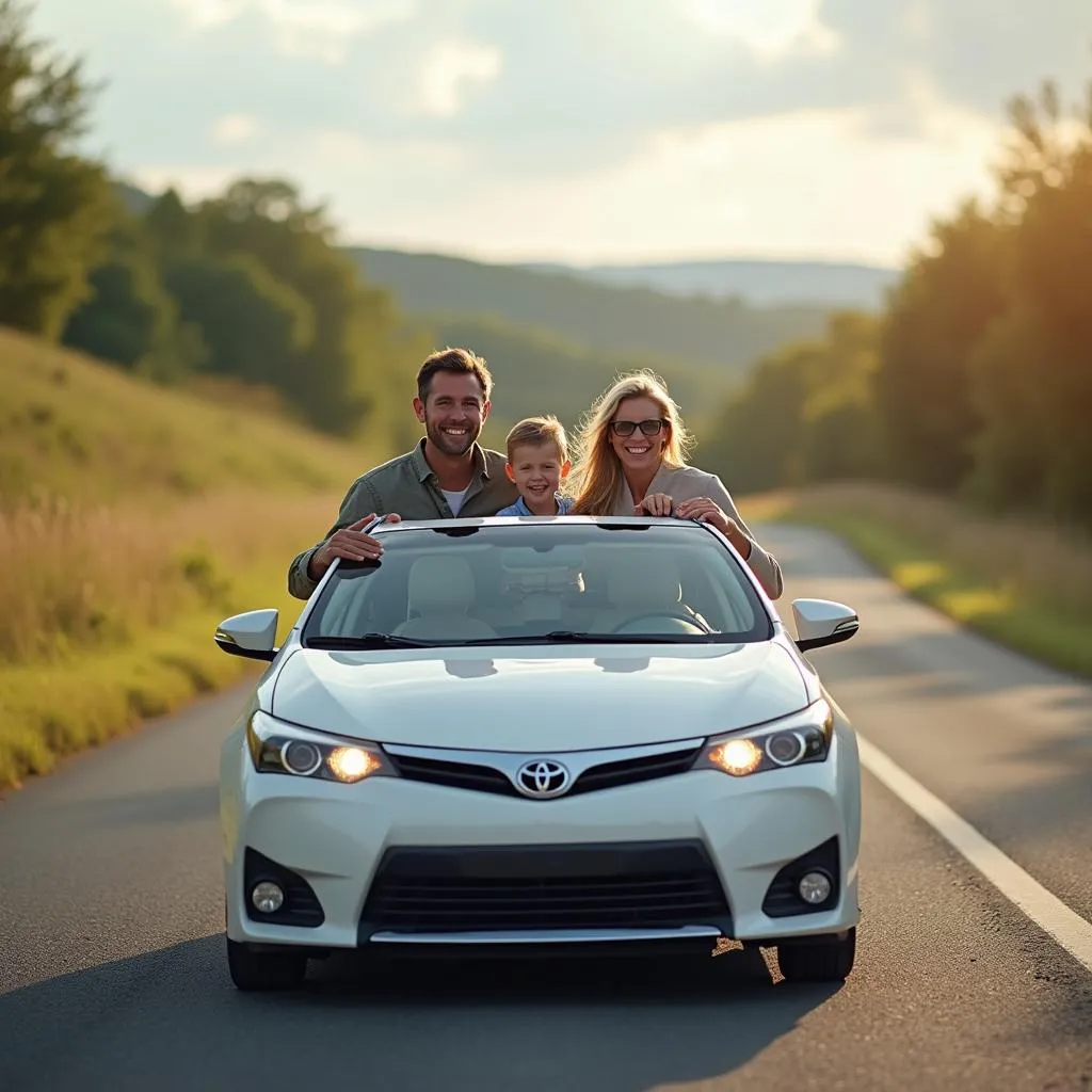 Family driving safely in their car