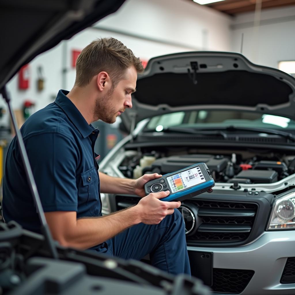 Mechanic inspecting a car in Salida Colorado