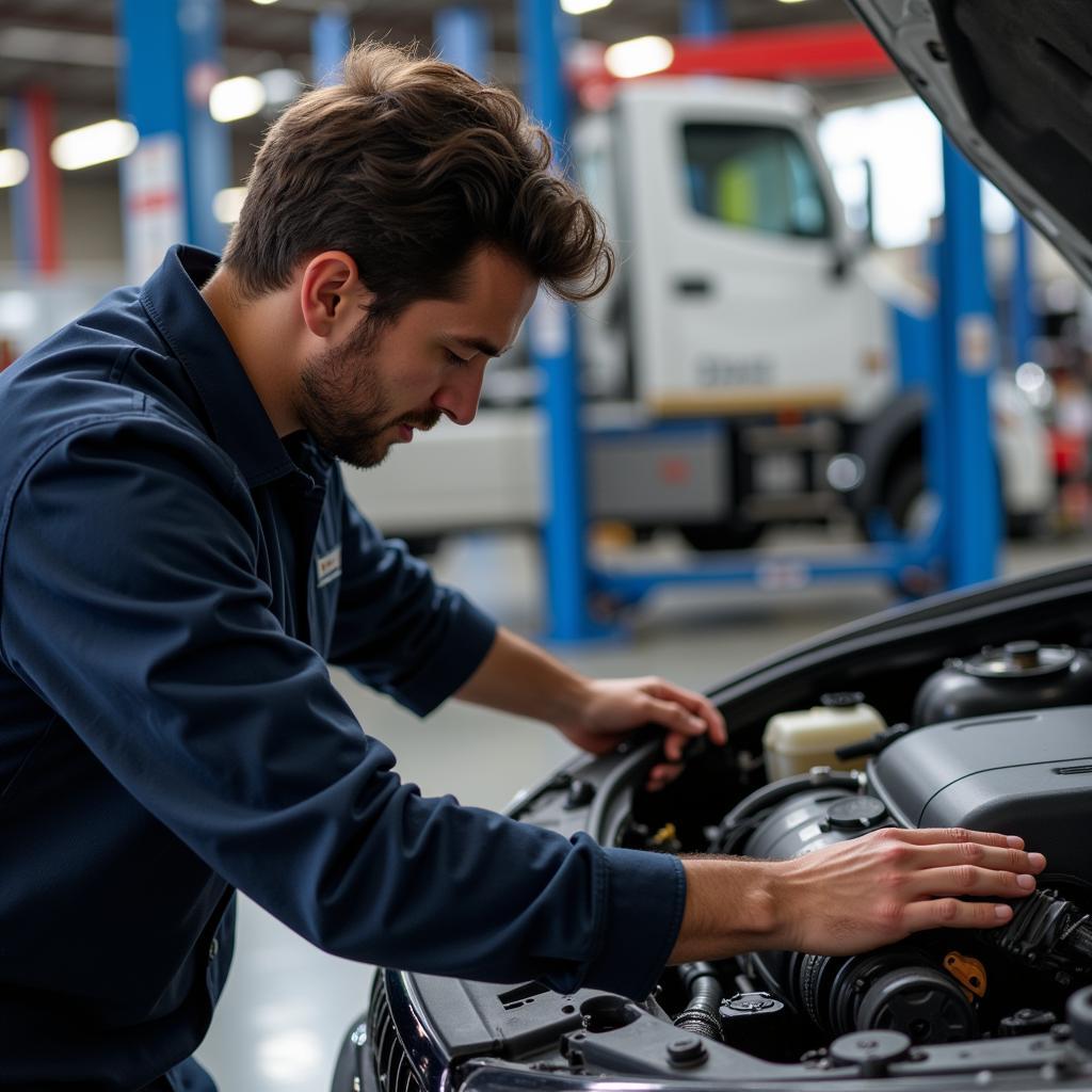 Mechanic performing a same-day auto service