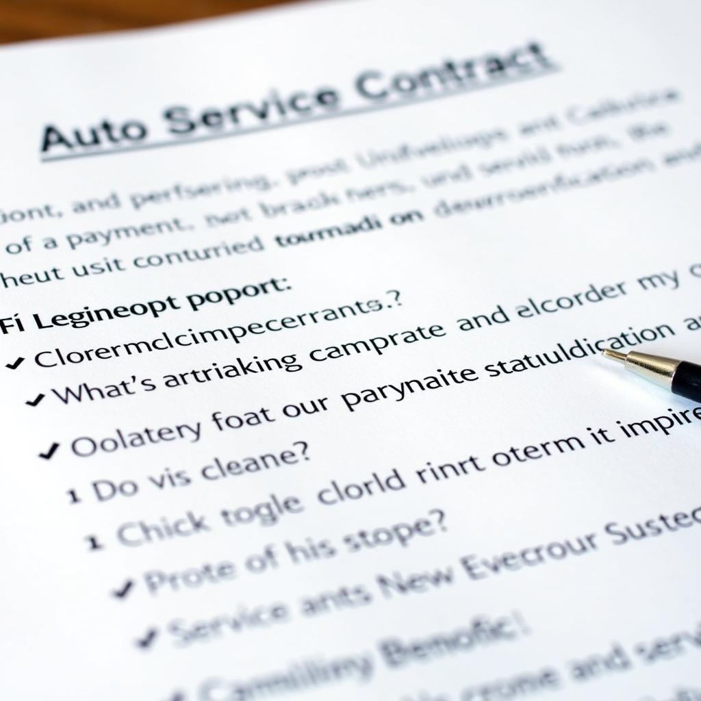 Sample Auto Service Contract