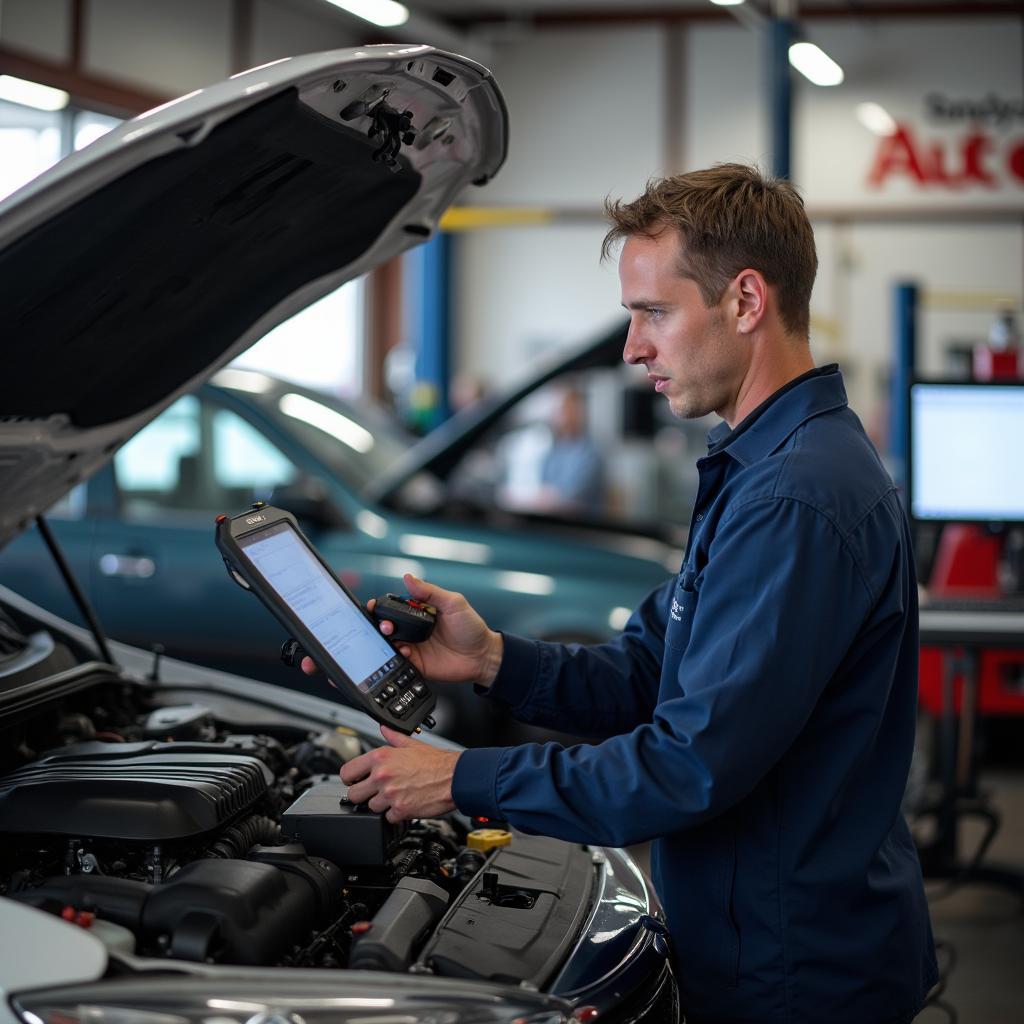 Experienced Technician Performing Car Diagnostics