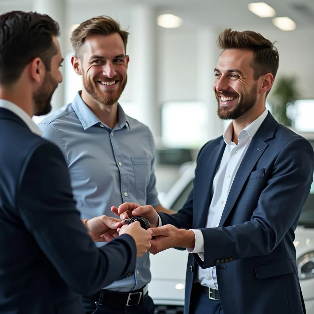 Satisfied BMW Owner Receiving Keys