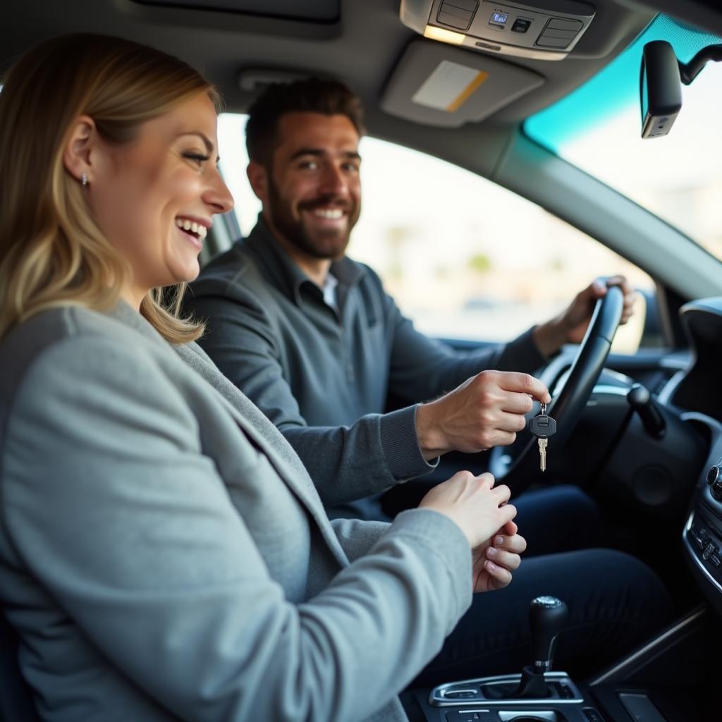 Satisfied Car Owner Receiving Keys