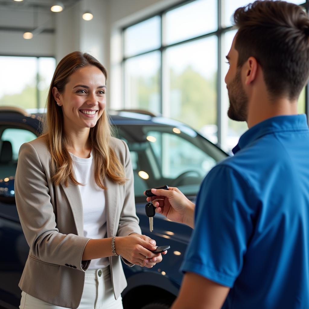 Satisfied Customer Receiving Car Keys