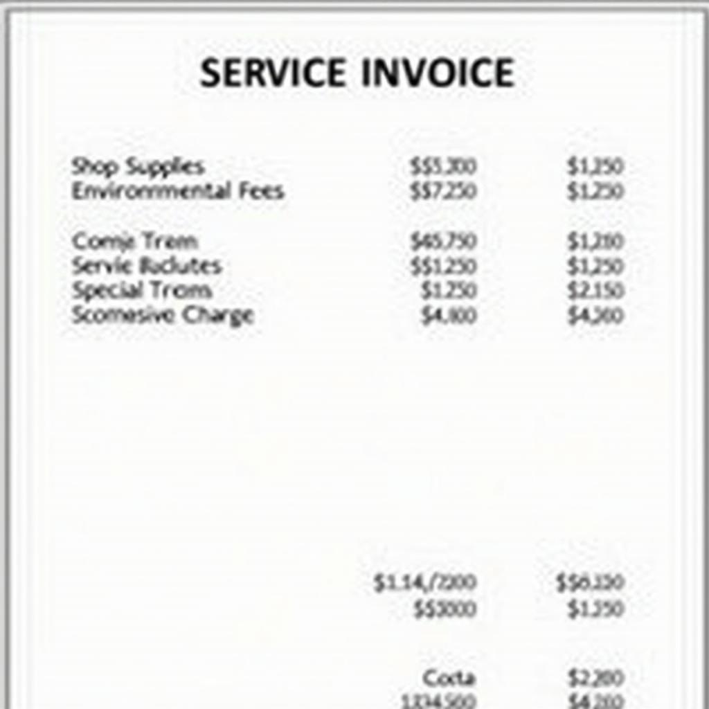 Example Service Charge Breakdown