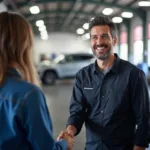 Service Manager Greeting Customer