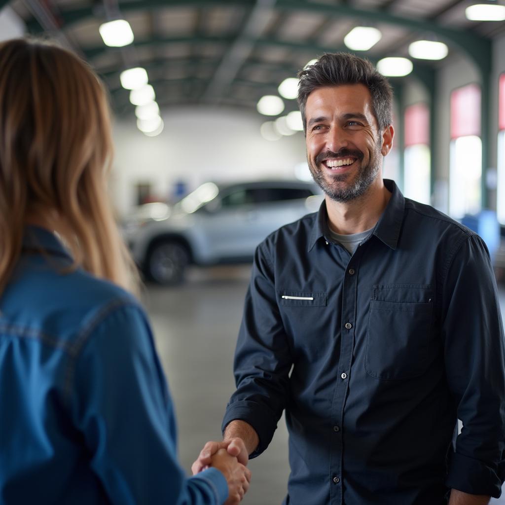 Service Manager Greeting Customer