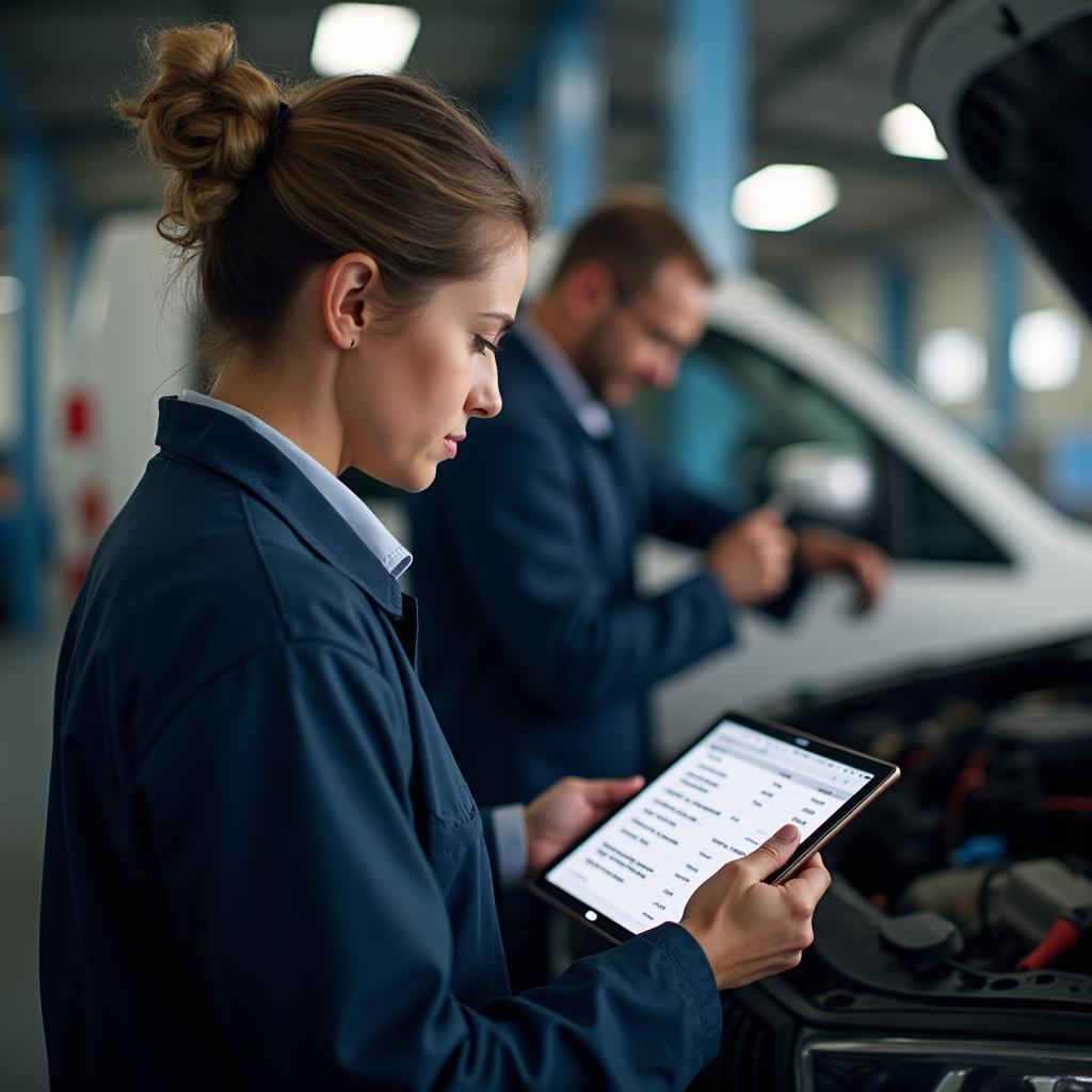 Service Manager Reviewing Work Order