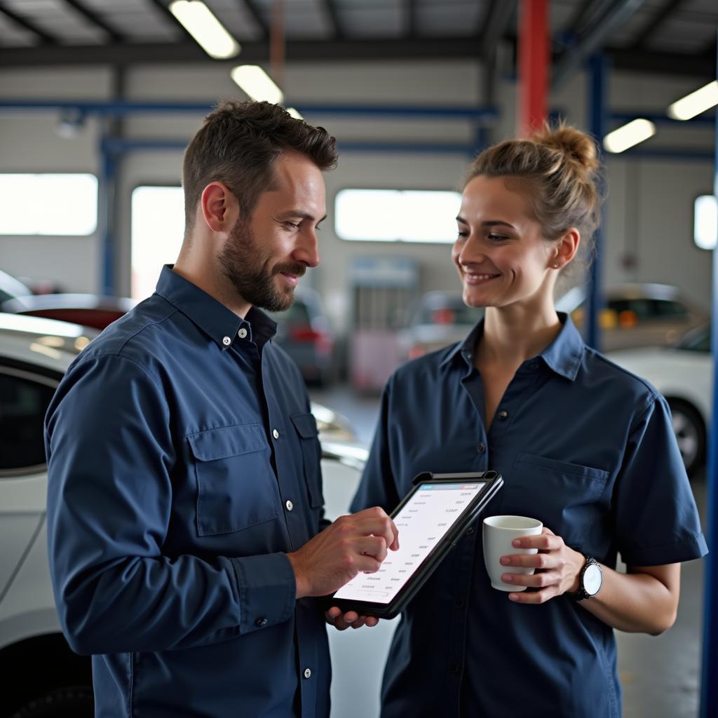 Service Writer Explaining Repairs