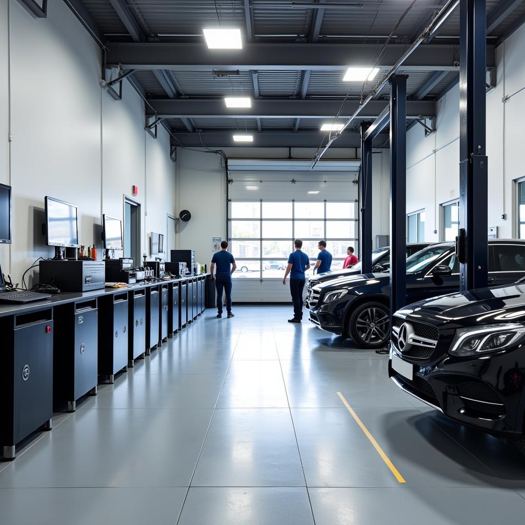 Interior of a modern auto service center in Seville