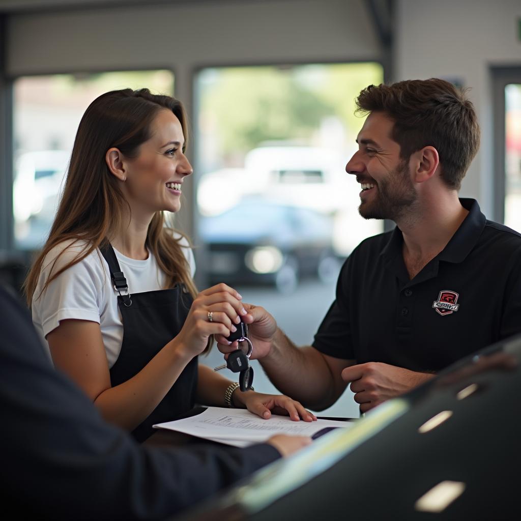 Happy Customer Receiving Their Car Keys