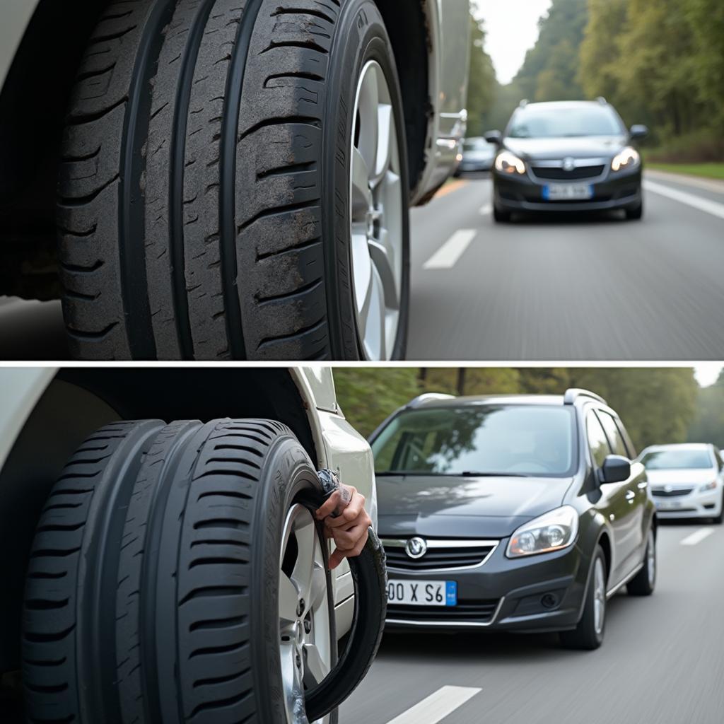 Visual signs of misaligned car wheels