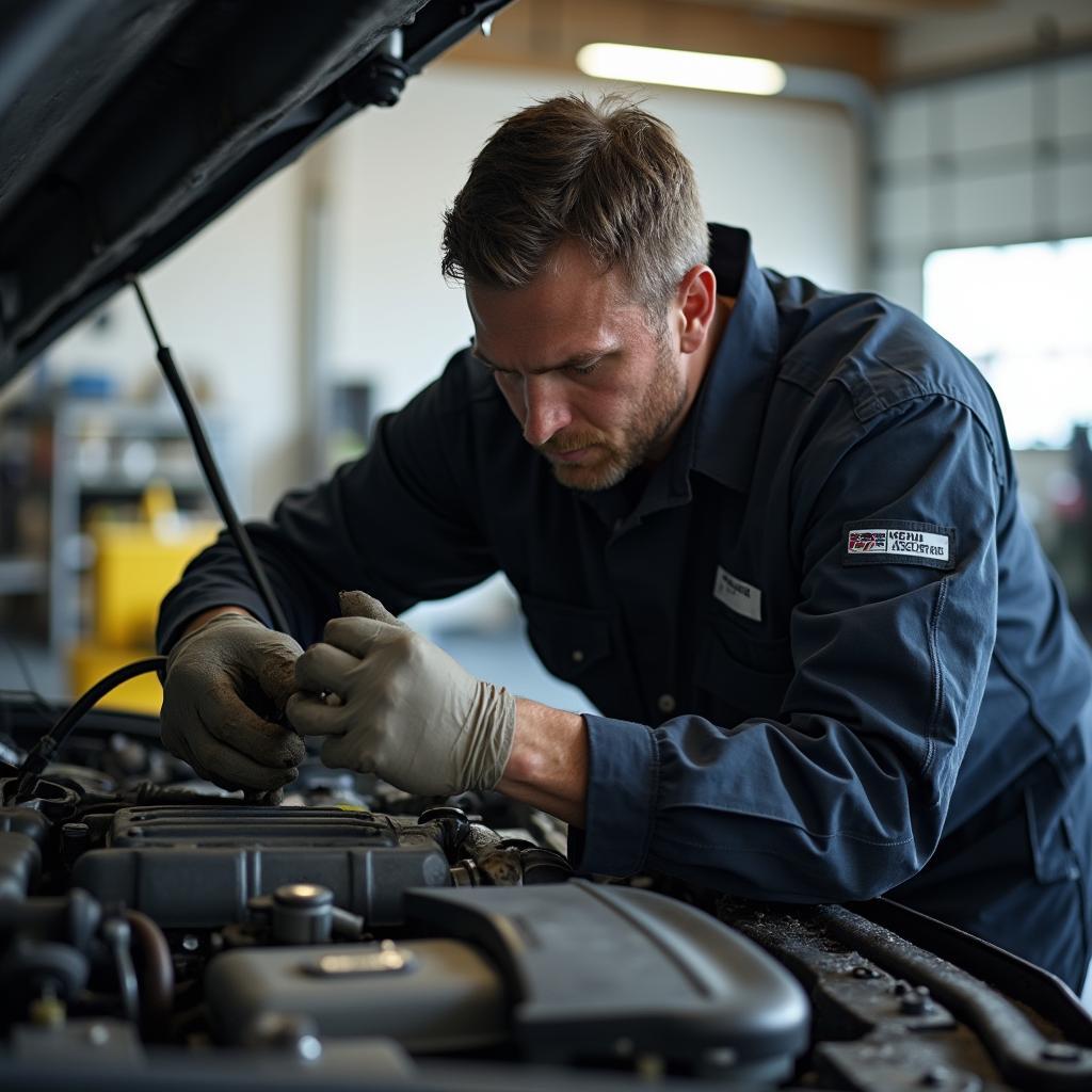 Experienced mechanic working on a car engine in Sitka