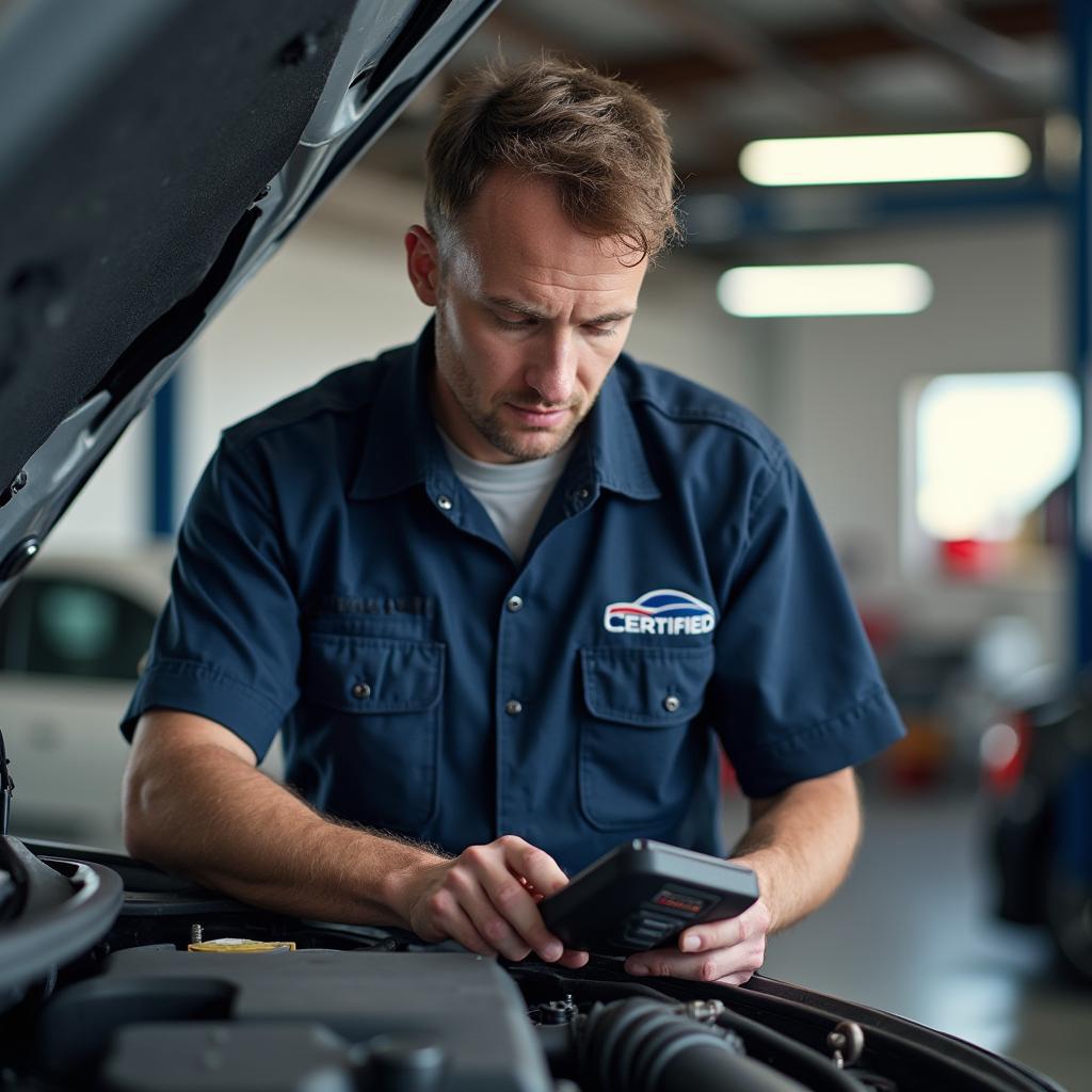 Mechanic inspecting a car in Slidell