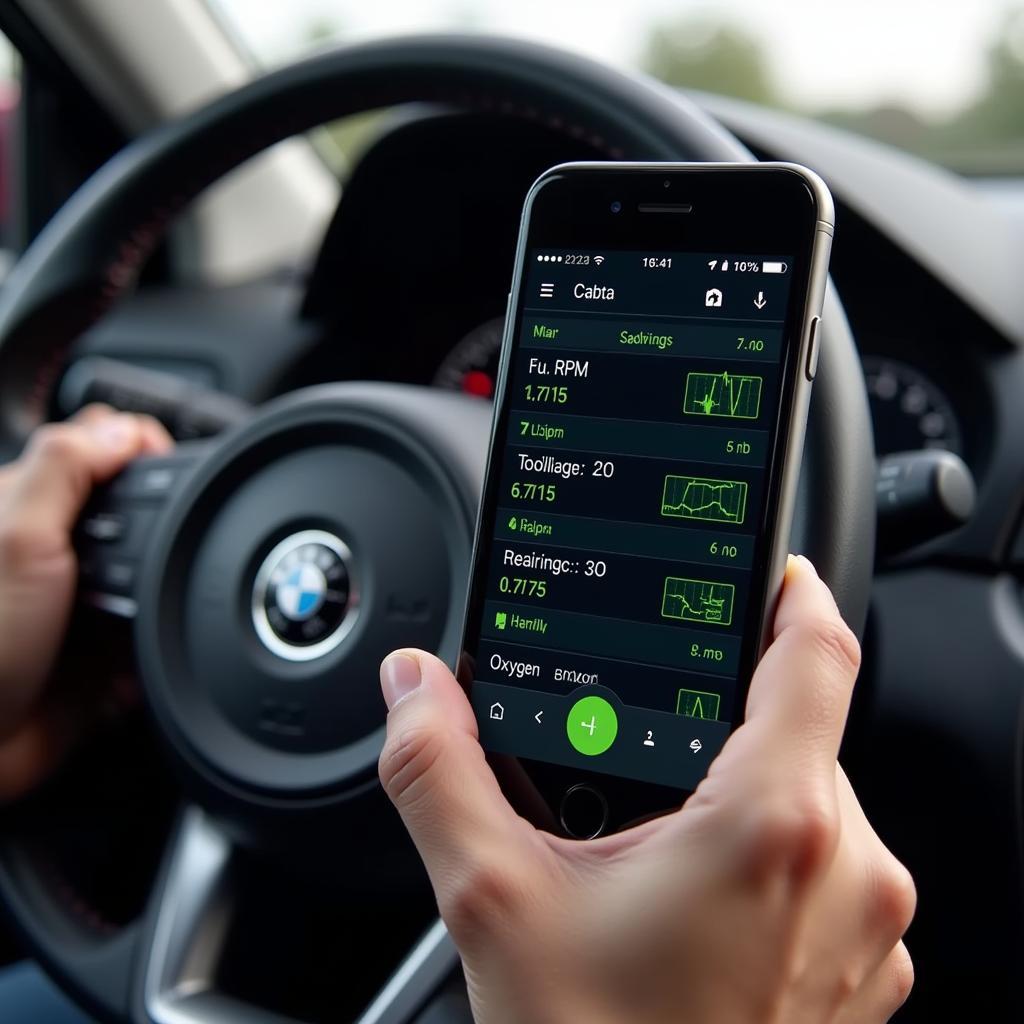 Smartphone App Displaying Car Diagnostic Data