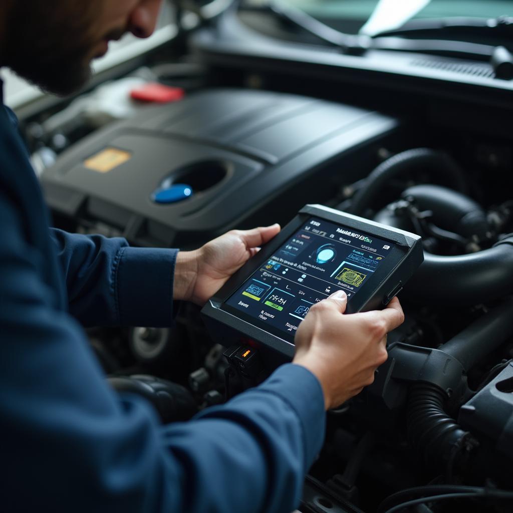 Advanced car diagnostic tools in use