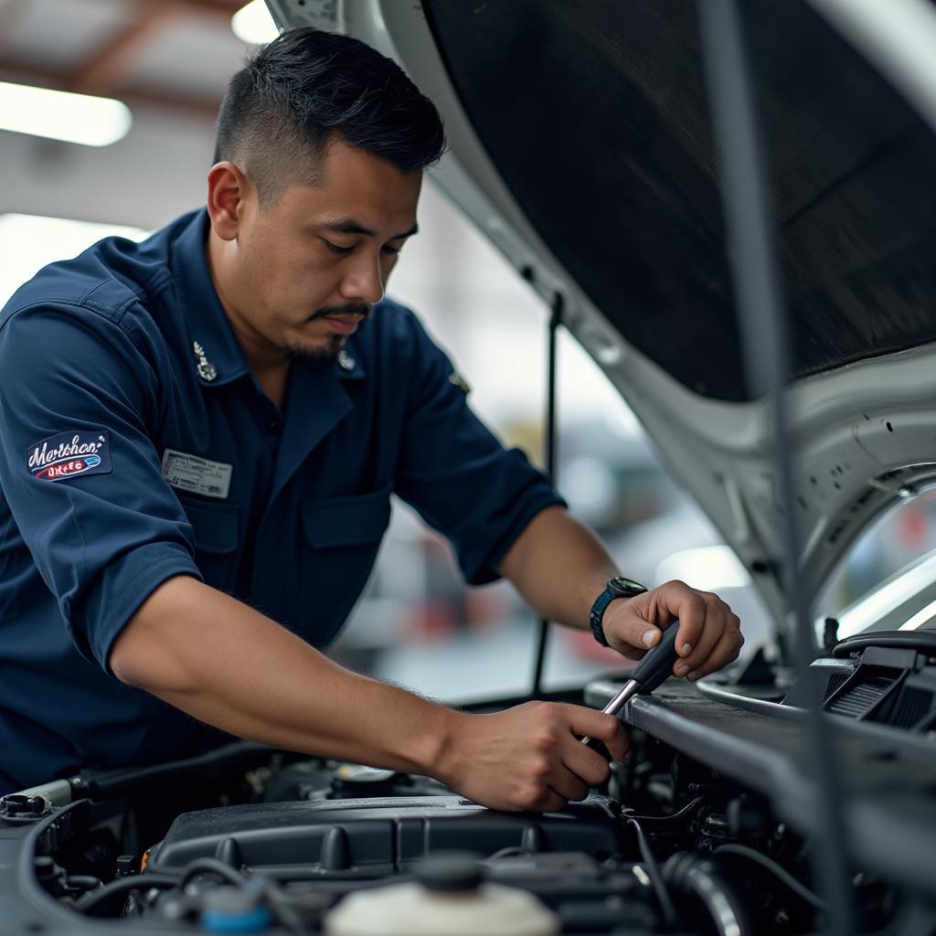 Skilled Technician Performing Car Maintenance