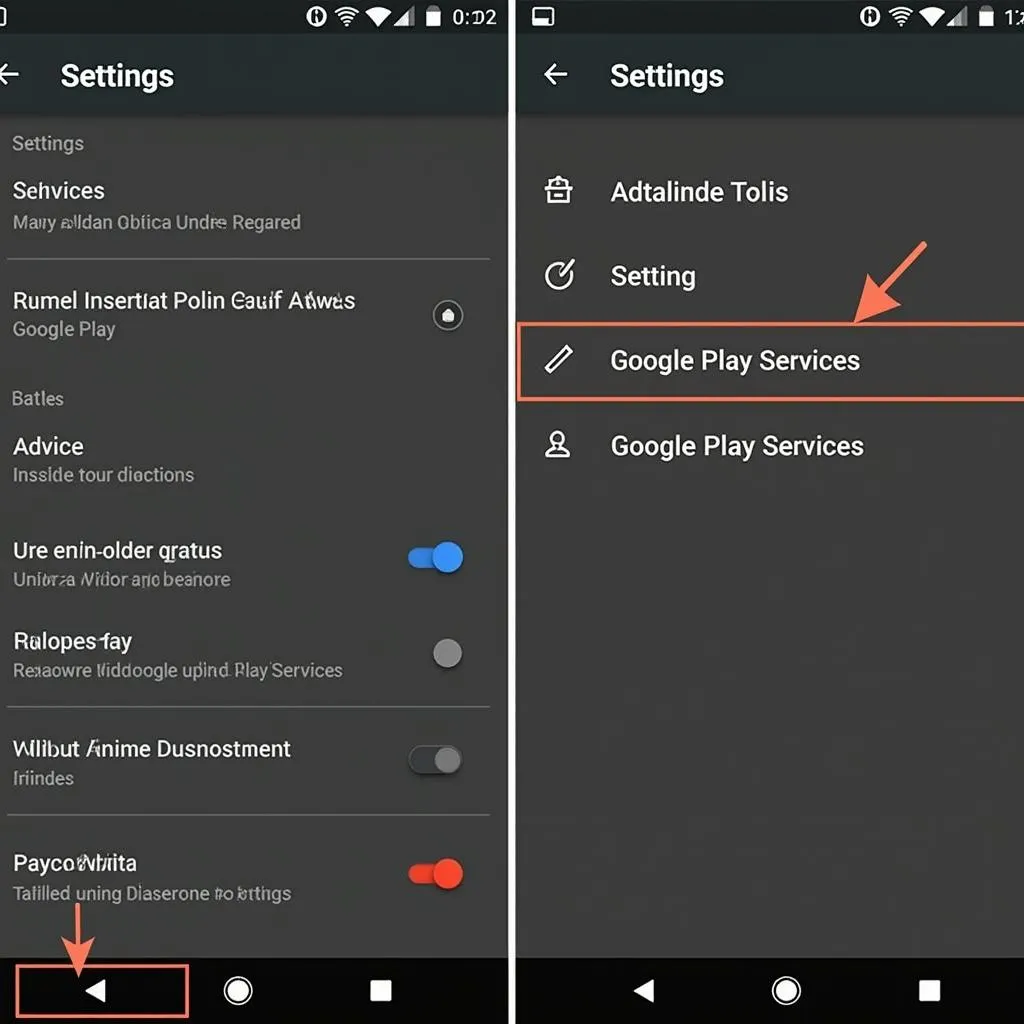 Smartphone settings with Google Play Services highlighted