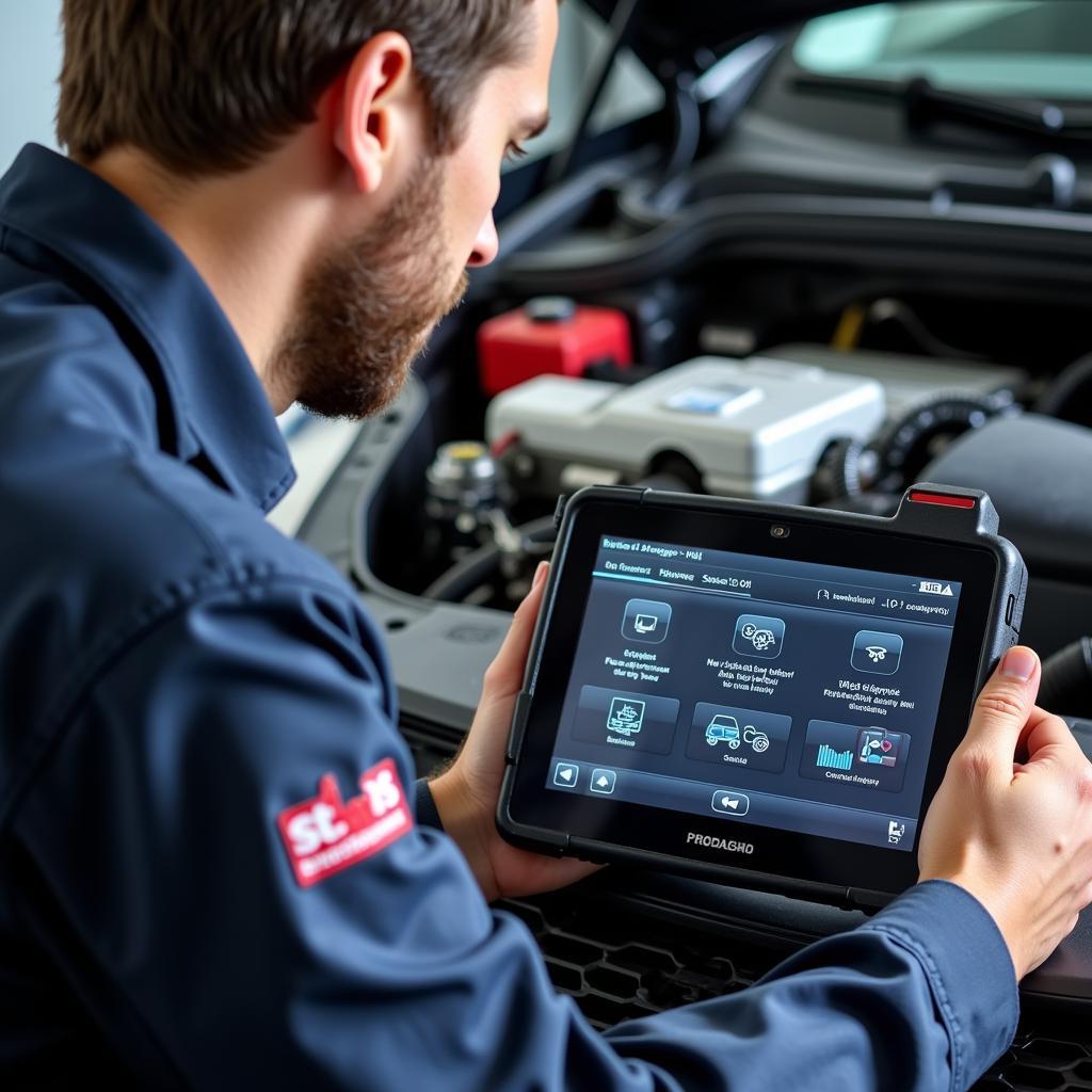 Stout's Technician Performing Engine Diagnostics