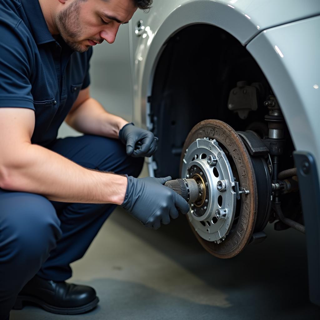 Sydney auto mechanic making clutch adjustments