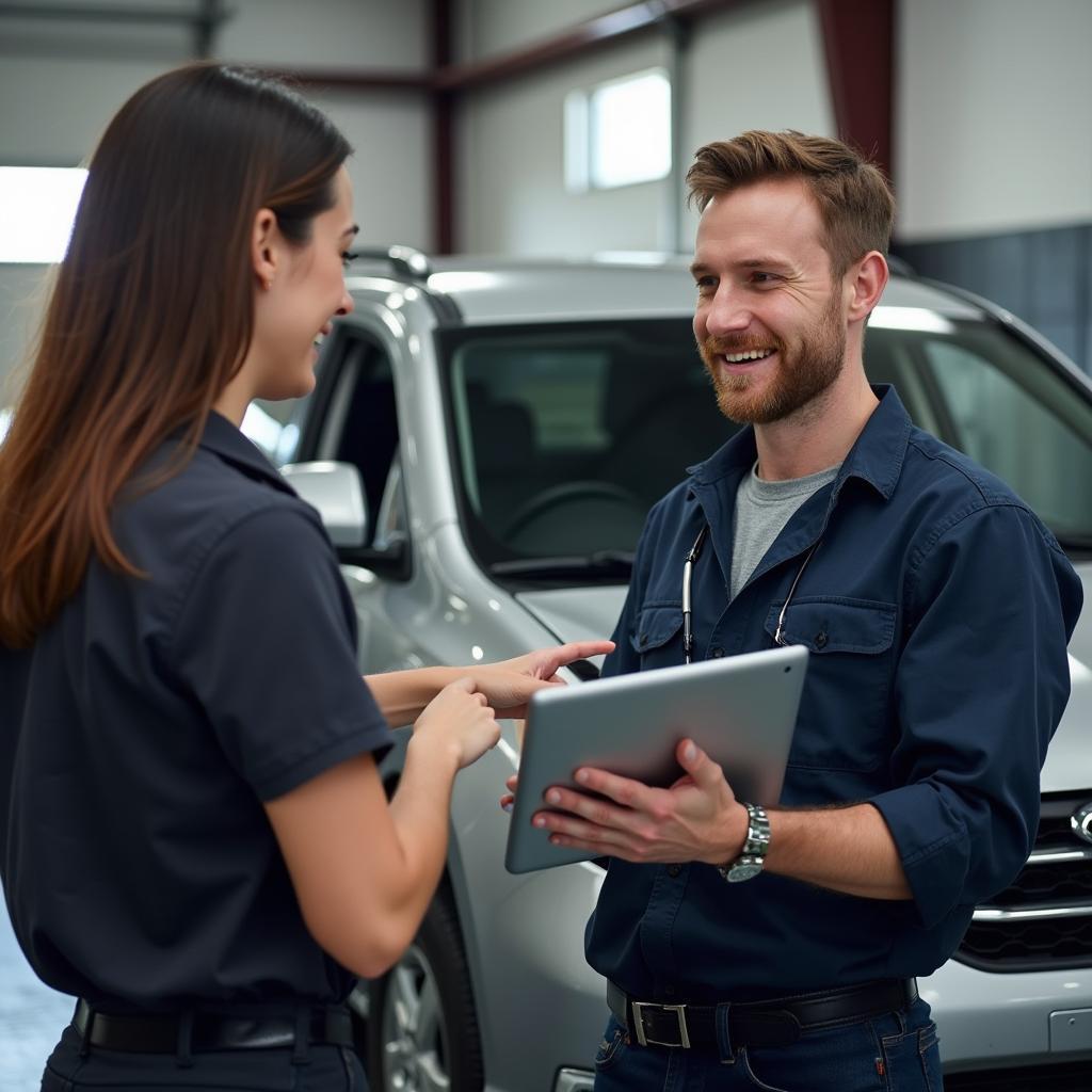 Tallahassee auto service advisor talking to customer