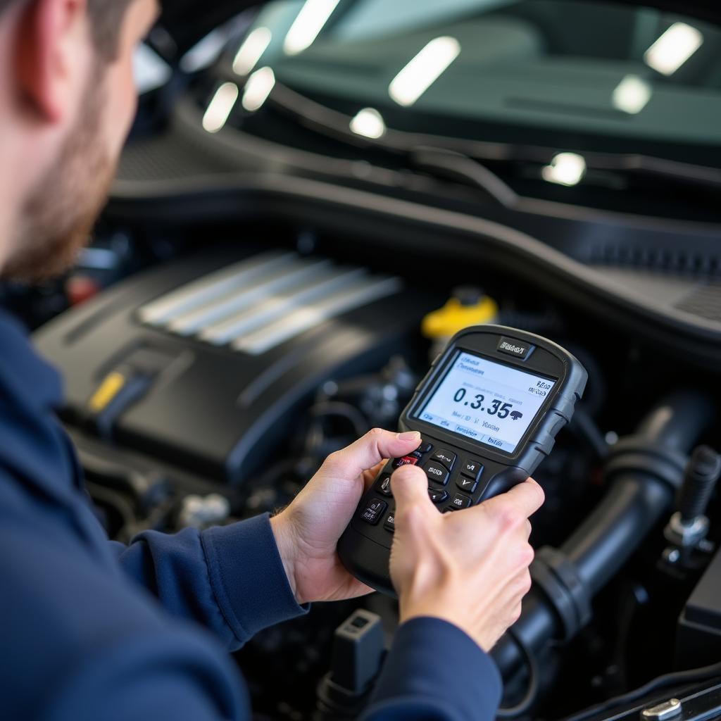 Mechanic performing engine diagnostics in Tallahassee