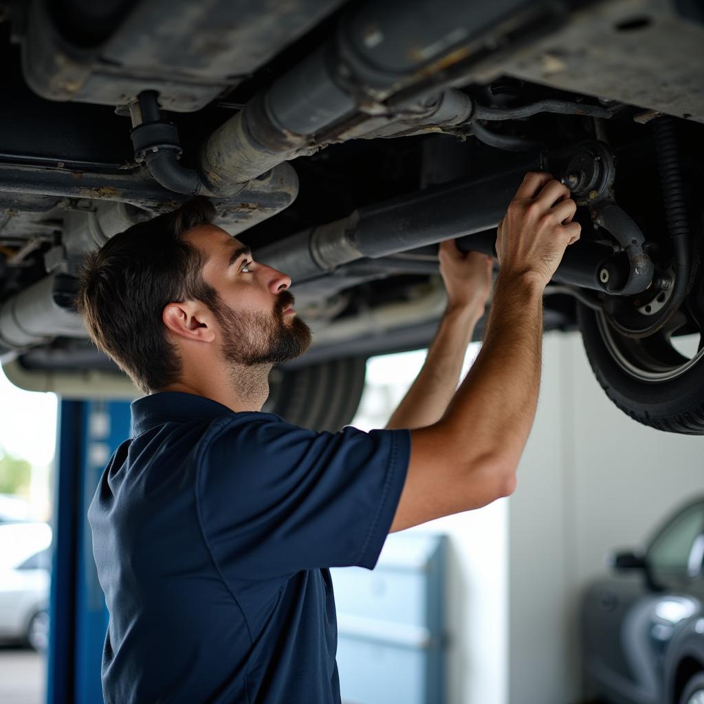 Mechanic inspecting car in Tallahassee