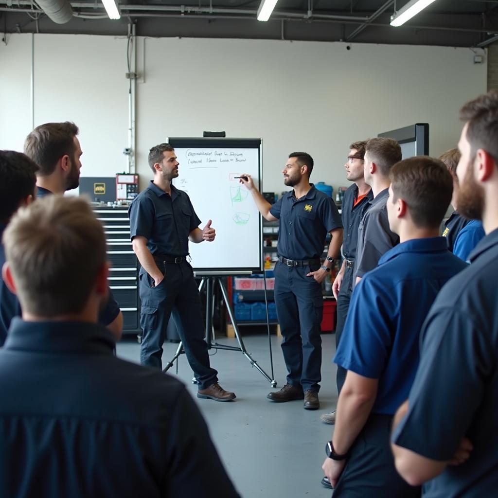 Team of Mechanics Participating in a Training Session