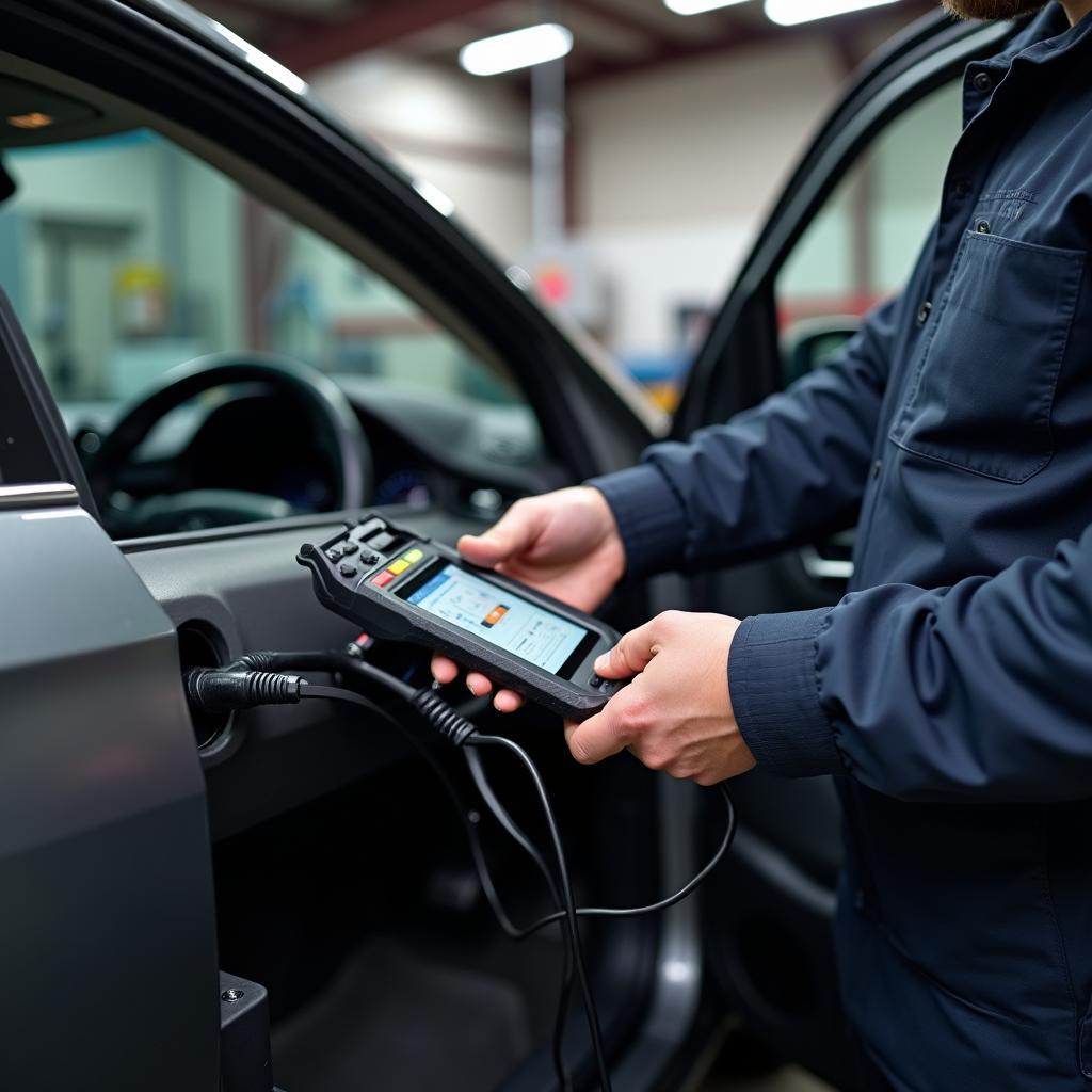 Technician Using Advanced Diagnostic Tool